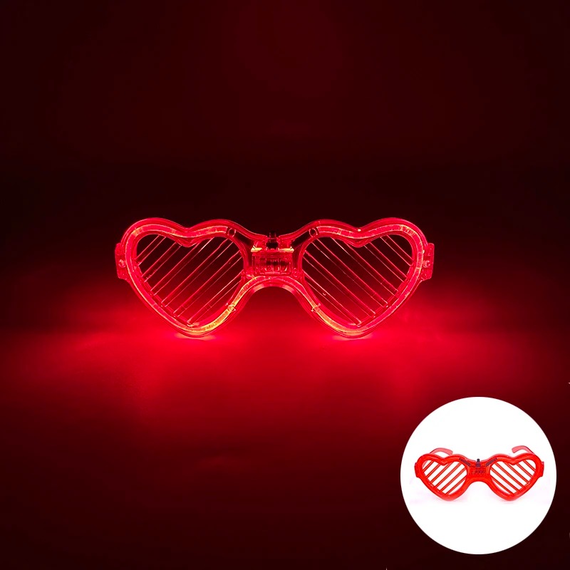 Kırmızı LED Işıklı Kalp Gözlük – 3 Modlu Parti & Glow Gözlüğü Kırmızı LED Işıklı Kalp Gözlük – 3 Modlu Parti & Glow Gözlüğü
