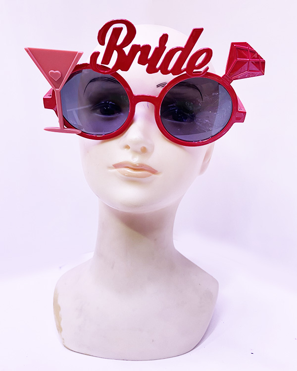Kırmızı Renk Bride Bekarlığa Veda Partisi Gözlüğü 8x16 cm (CLZ)