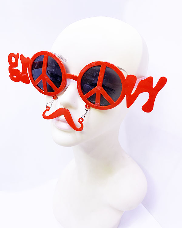 Kırmızı Renk Groom Yazılı Bıyıklı Damat Gözlüğü 7x21 cm (CLZ)