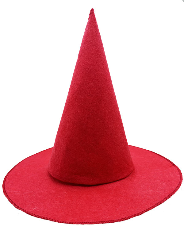 Kırmızı Renk Keçe Cadı Şapkası Yetişkin Çocuk Uyumlu 35X38 cm (CLZ)