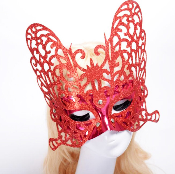 Kırmızı Renk Kelebek Model Venedik Yılbaşı Parti Maskesi (CLZ)