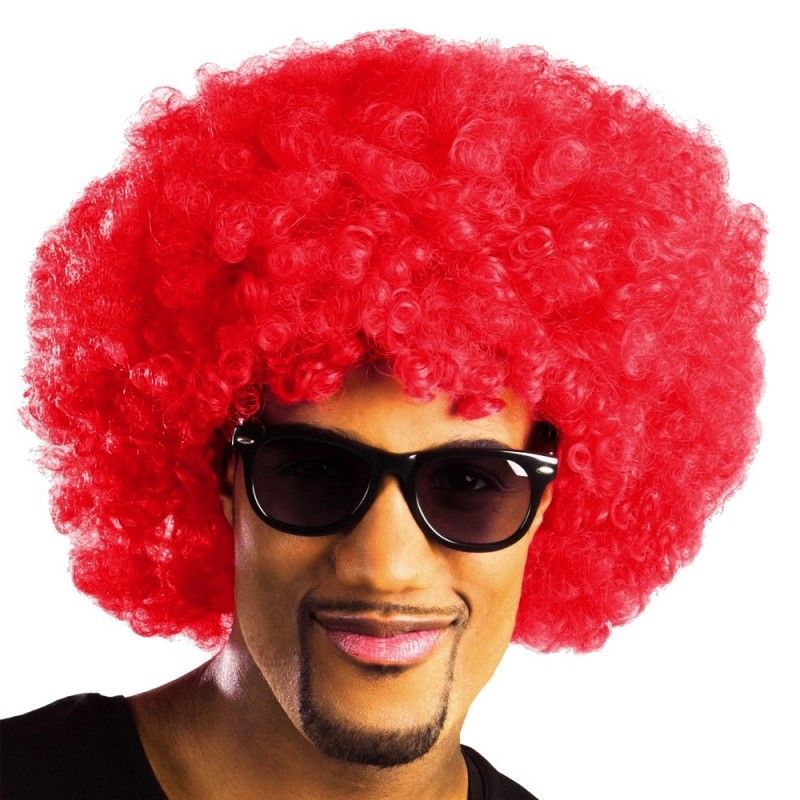 Kırmızı Renk Kıvırcık Afro Bonus Peruk (CLZ)