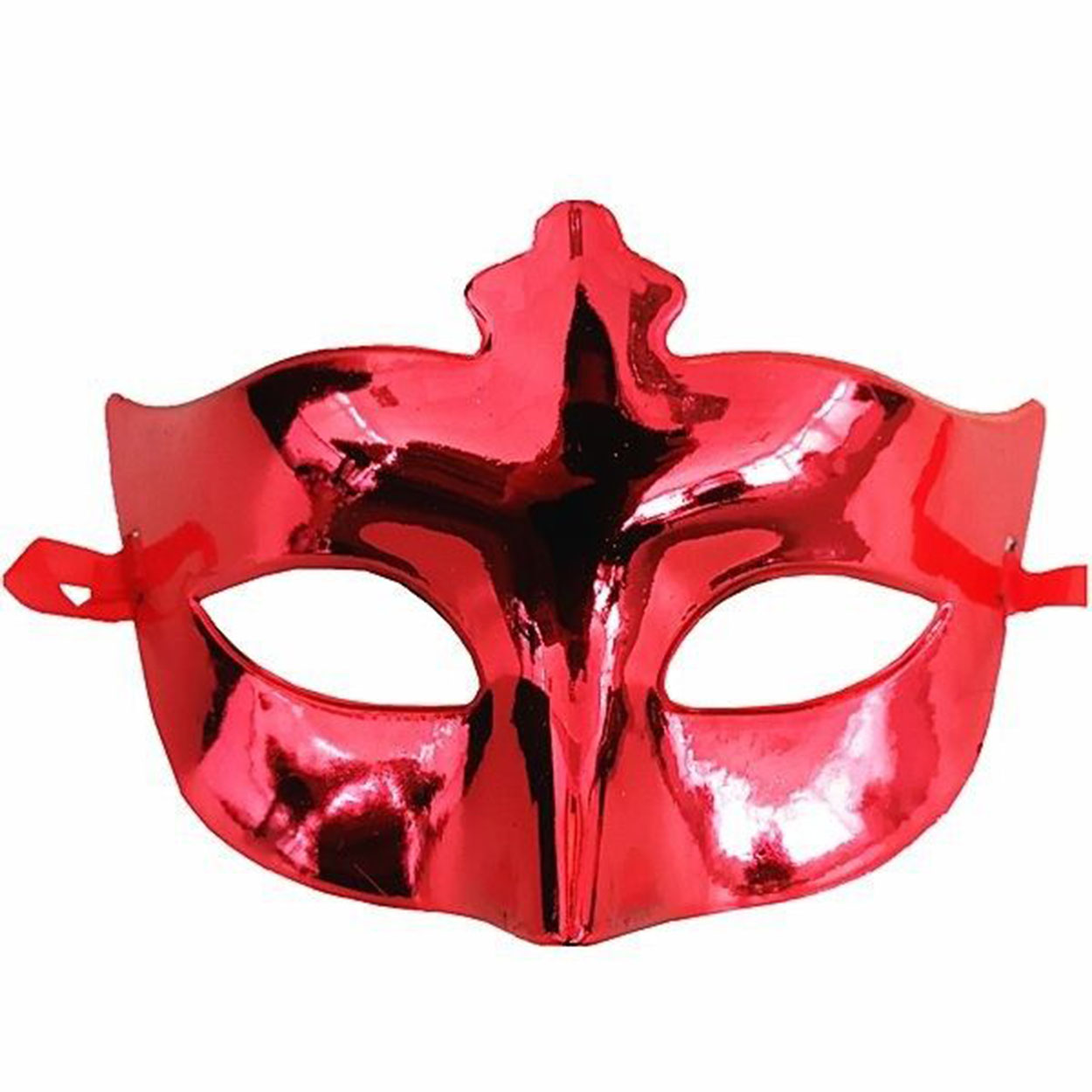 Kırmızı Renk Kostüm Partisi Ekstra Parlak Balo Maskesi 15x10 cm  (CLZ)