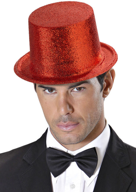 Kırmızı Renk Uzun Plastik Simli Parti Şapkası (CLZ)