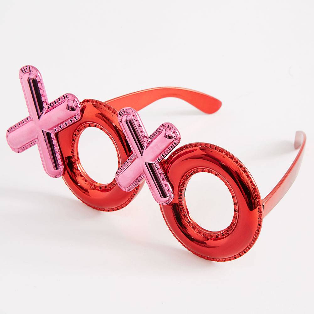 Kırmızı Renk Xoxo Yazılı Parti Gözlüğü 17x7 cm (CLZ)