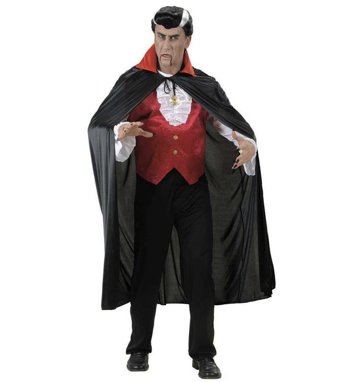 Kırmızı Yakalı Siyah Dracula Pelerin 120 cm