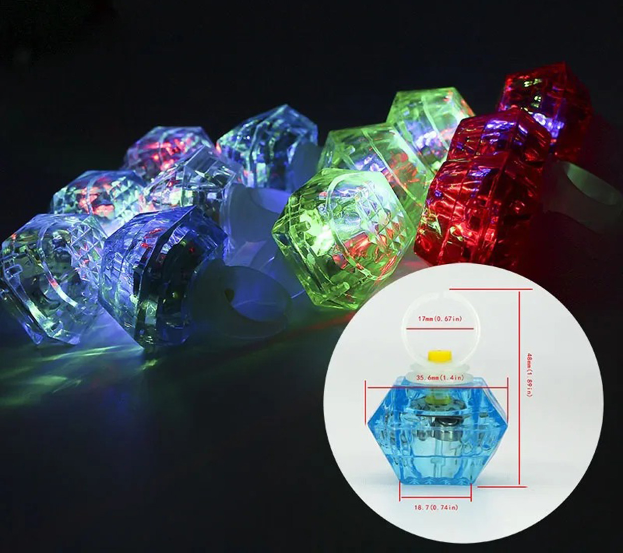 Kristal LED Parti Yüzük Seti (6'lı) Kristal LED Parti Yüzük Seti (6'lı)