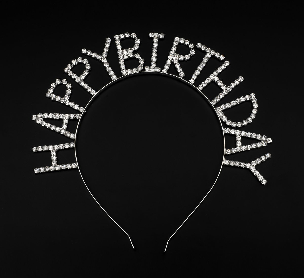 Kristal Taşlı Gümüş Renk Happy Birthday Doğum Günü Tacı  (CLZ)