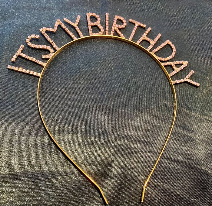 Kristal Taşlı İts My Birthday Doğum Günü Tacı Rose Gold 16x17 cm (CLZ)
