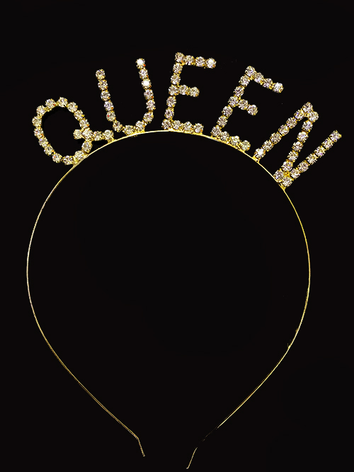 Kristal Taşlı Queen Tacı Kraliçe Tacı Altın Gold Renk 12x17 cm (CLZ)