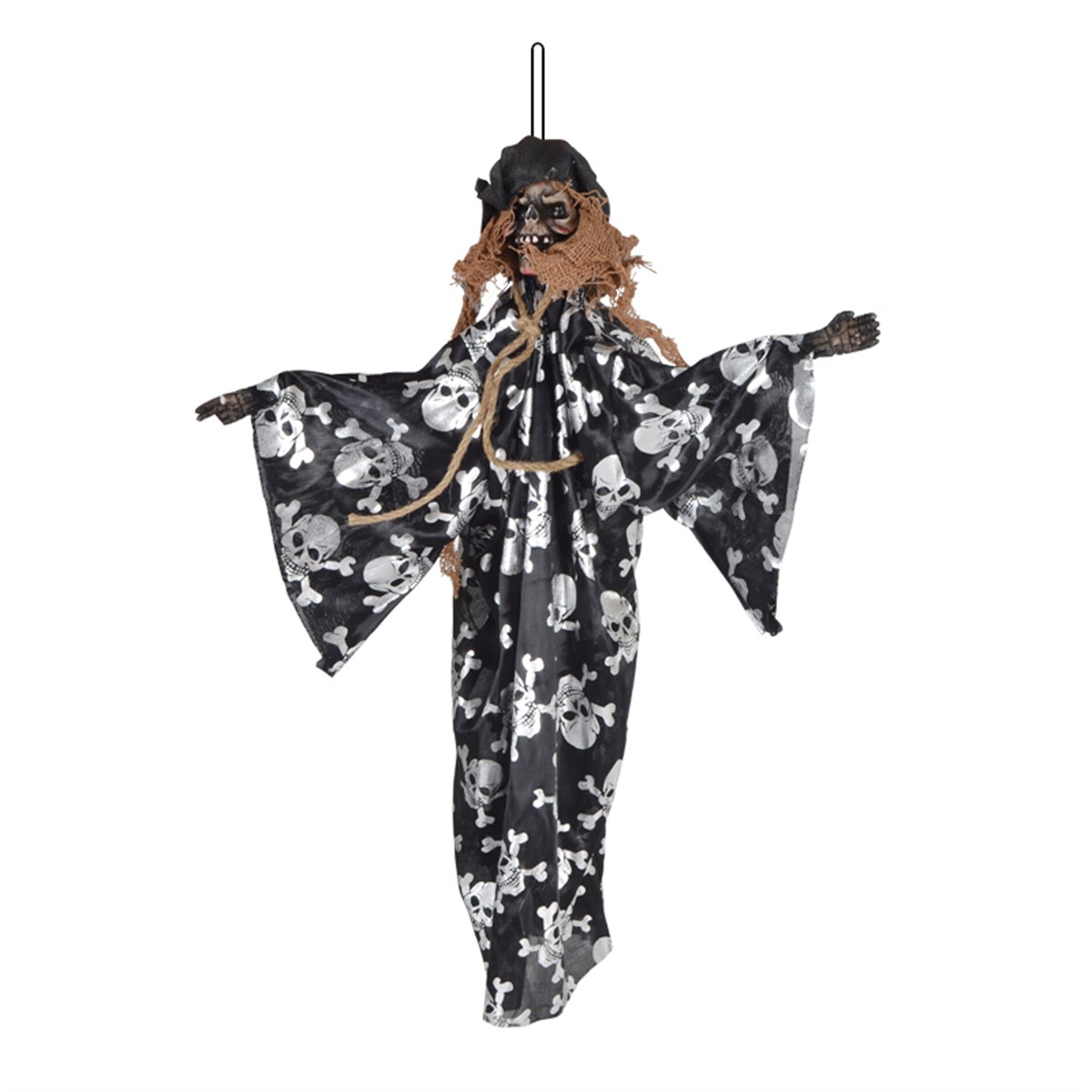 Kuru Kafa Kostümlü Halloween Sensörlü Hareketli Titreşimli İskelet 45 cm  (CLZ)