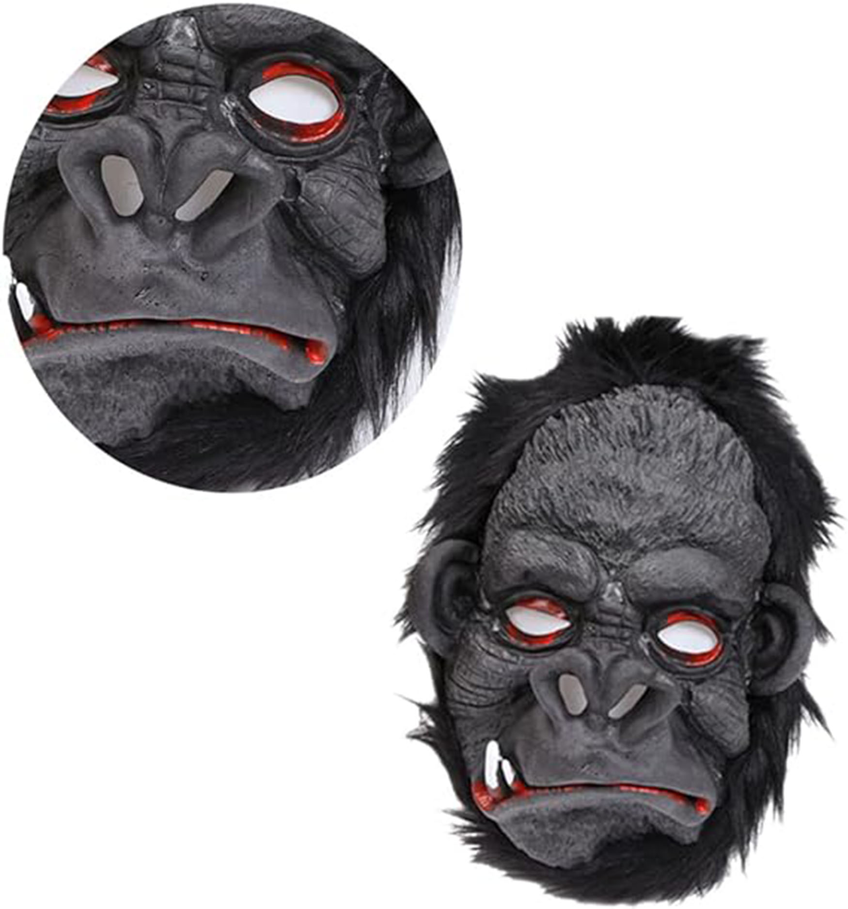 Lateks Goril Maskesi Maymun Maskesi Et Maskesi Orangutan Siyah Saçlı 4 No (CLZ)