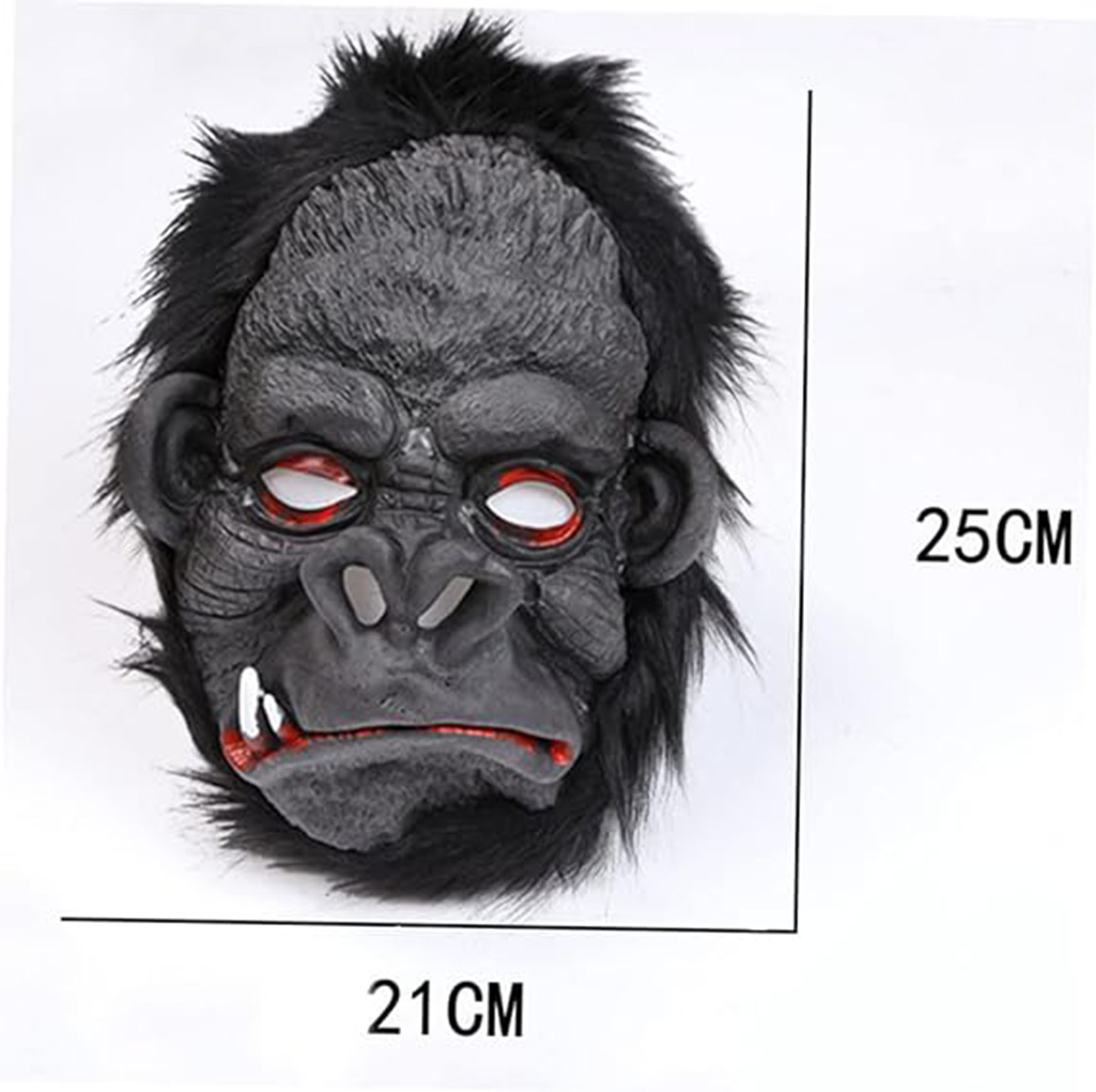 Lateks Goril Maskesi Maymun Maskesi Et Maskesi Orangutan Siyah Saçlı 4 No (CLZ)