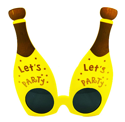 Let&#39;s Party Yazılı Şişe Parti Gözlük Sarı Renk 16X14 cm (CLZ)