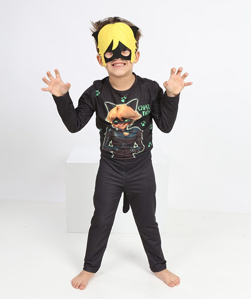 Maskeli Kara Kedi Çocuk Kostümü - Chat Noir Kostümü (CLZ)