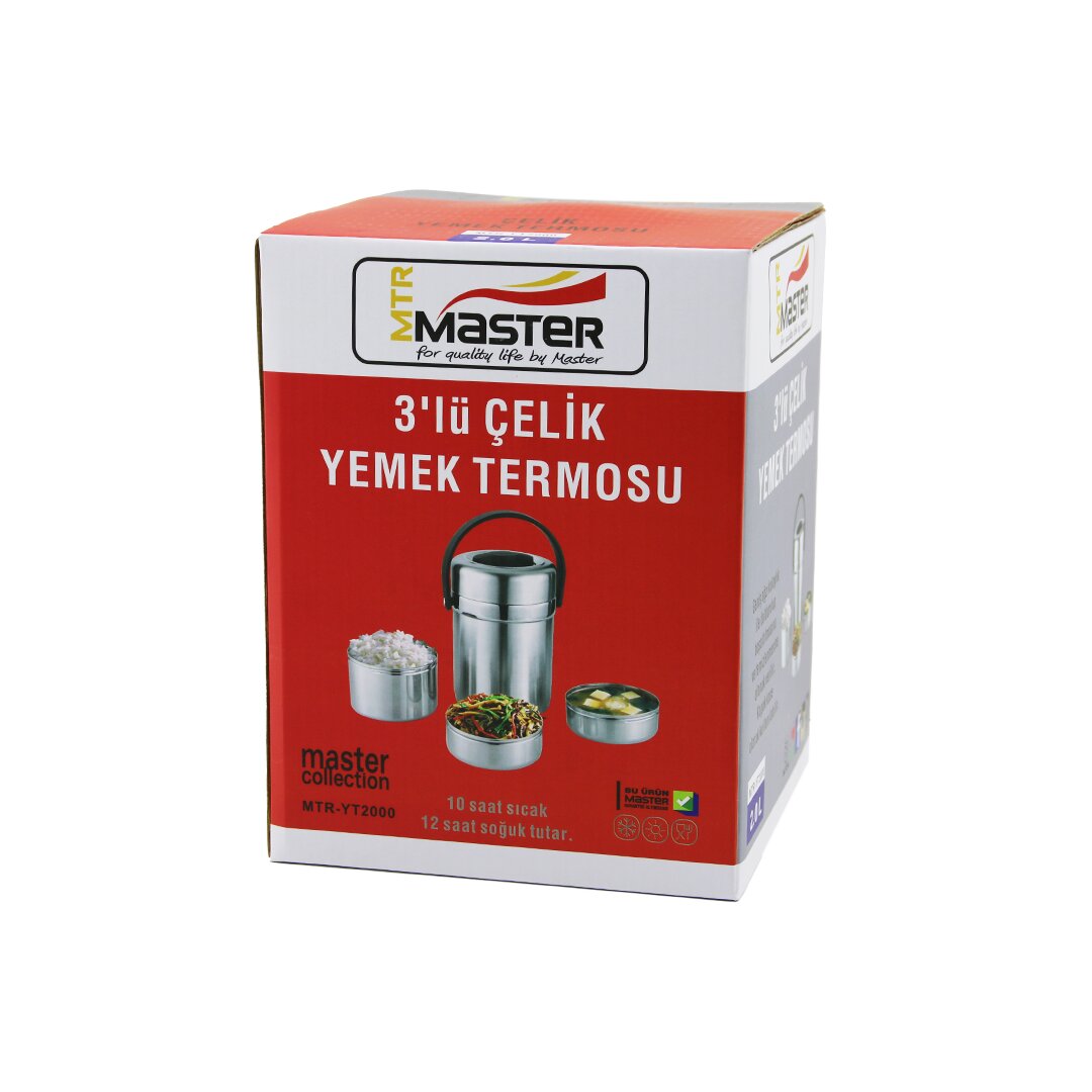 3LÜ ÇELİK YEMEK TERMOSU SEFER TASI 2LT 10 SAAT SICAK - 12 SAAT SOĞUK TUTAR 3LÜ ÇELİK YEMEK TERMOSU SEFER TASI 2LT 10 SAAT SICAK - 12 SAAT SOĞUK TUTAR