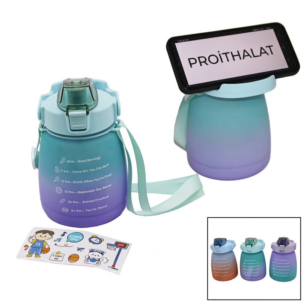 1.3LT PİPETLİ RENKLİ PLASTİK SULUK MATARA KİLİTLİ KAPAKLI TELEFONLUKLU