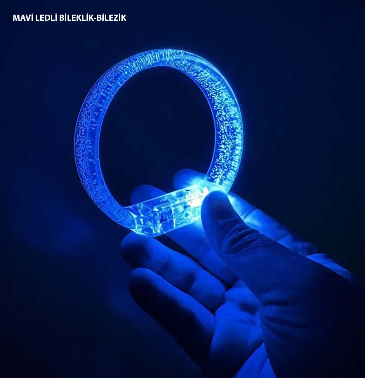 Mavi Led Işıklı Baskı Yapılabilen Pilli Bileklik Bilezik 1,5 cm Genişlik Mavi Led Işıklı Baskı Yapılabilen Pilli Bileklik Bilezik 1,5 cm Genişlik