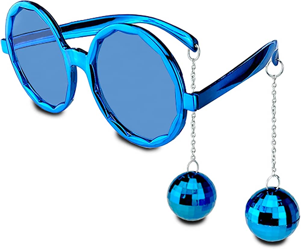 Mavi Renk Disko Toplu Küpeli Parlak Yılbaşı Parti Gözlüğü (CLZ)