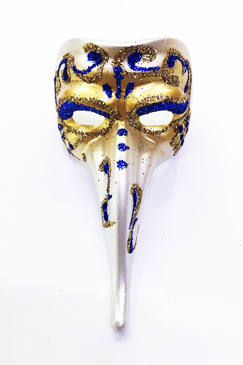Mavi Renk İşlemeli Seramik Malzemeden İmal Venedik Uzun Maske Magnet (CLZ)