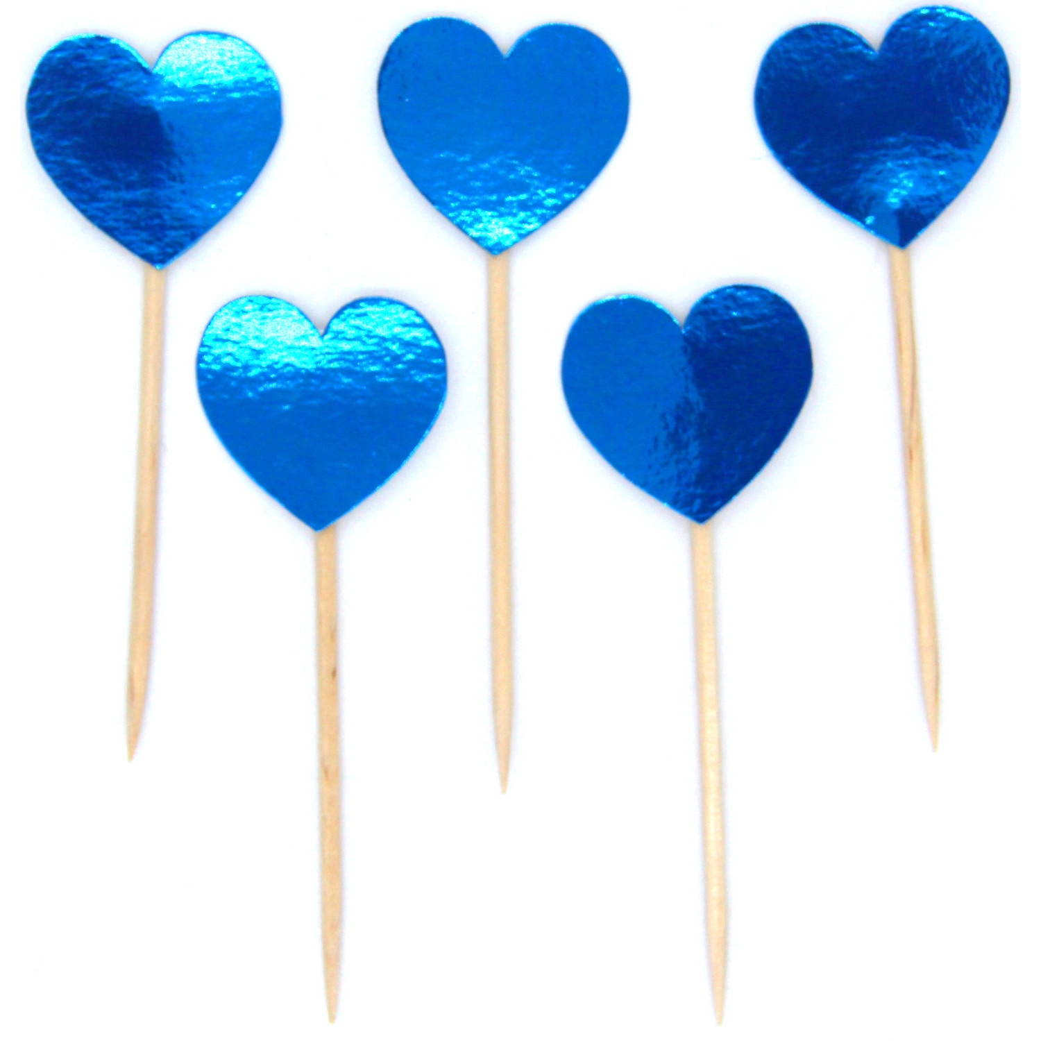 Mavi Renk Kalp Şekilli Kürdan Süs 15 Adet (CLZ)