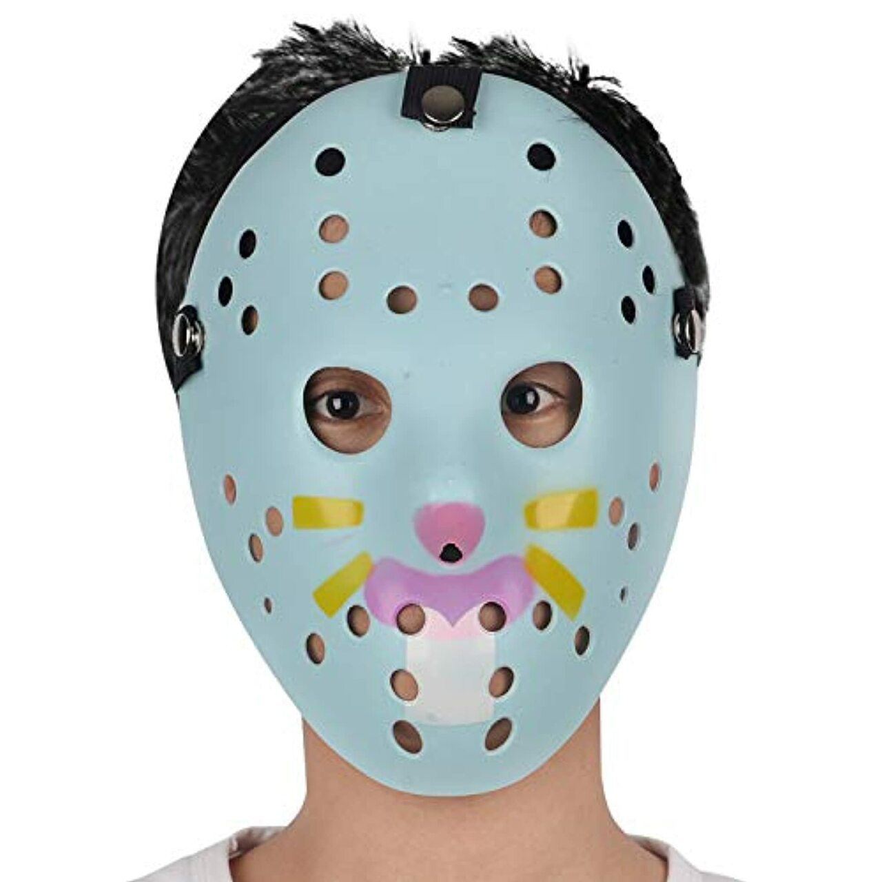 Mavi Renk Kırmızı Çizgili Tam Yüz Hokey Jason Maskesi Hannibal Maskesi (CLZ)