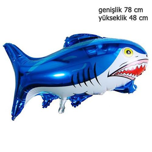 Mavi Renk Köpek Balığı Uçan Folyo Balon 78 cm (CLZ)