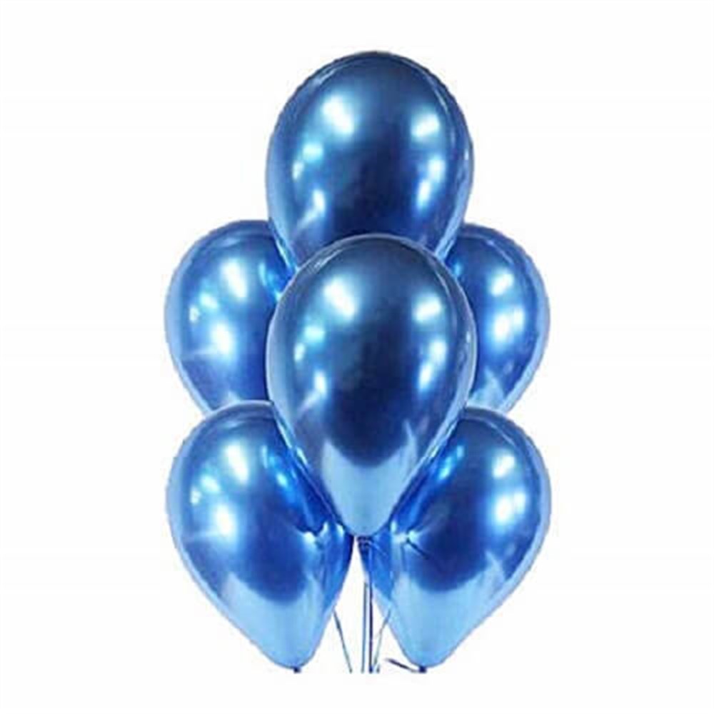 Mavi Renk Krom Balon 5 Adet (CLZ)