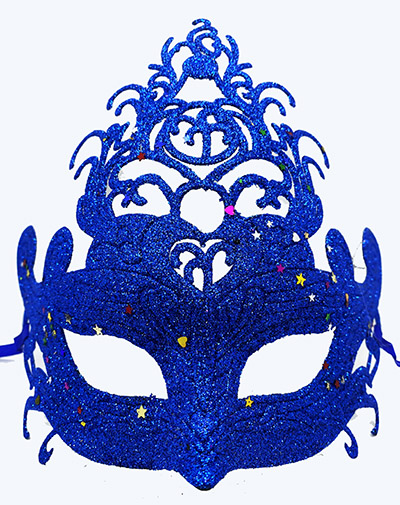 Mavi Renk Parti Maskesi - Parlak Mavi Sim Balo Maskesi 21x20 cm (CLZ)