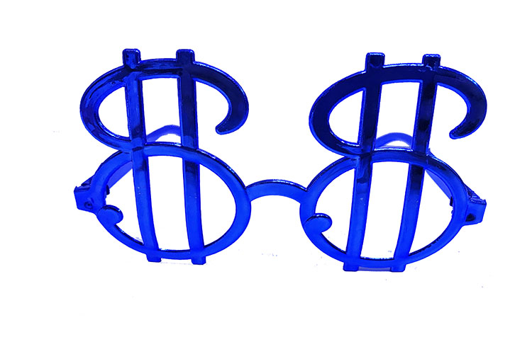 Mavi Renk Plastik Yılbaşı Partisi Dolar Gözlük (CLZ)