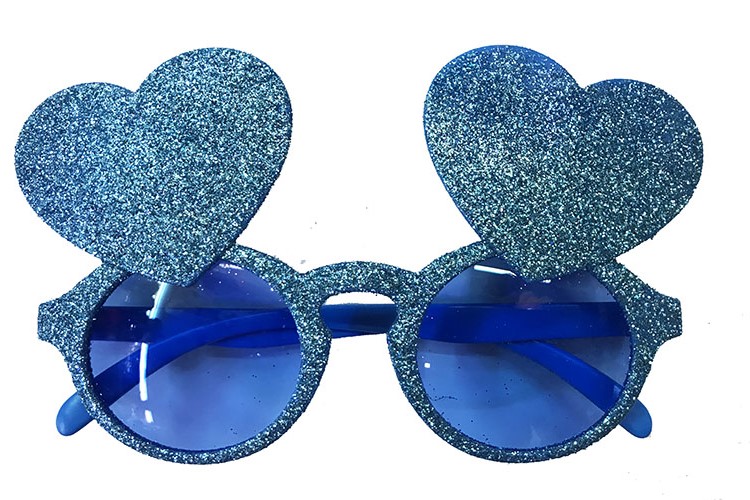 Mavi Renk Sim İşlenmiş Kalp Figürlü Yılbaşı Parti Gözlüğü (CLZ)