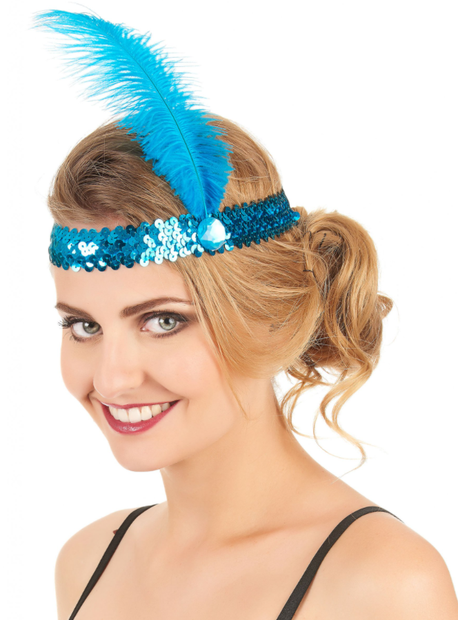 Mavi Renk Tüylü Çarliston Saç Bandı (CLZ)