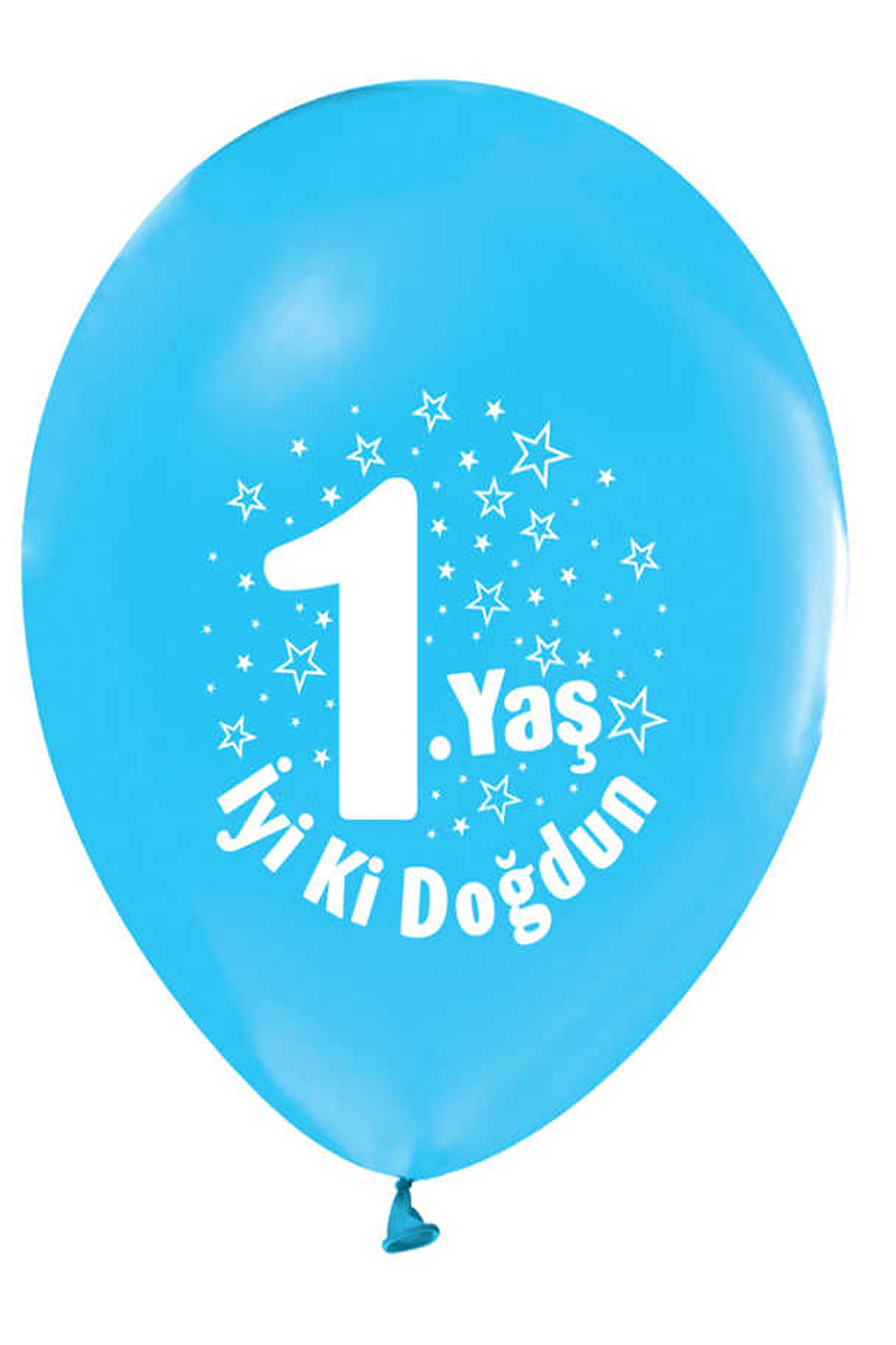 Mavi Renk Üzeri Beyaz Baskılı 1 Yaş İyiki Doğdun Balon 100 Adet (CLZ)