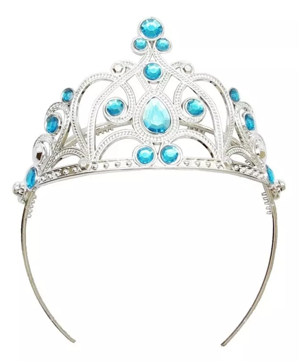 Mavi Taşlı Elsa Çocuk Tacı Prenses Tacı Kraliçe Tacı 16x14 cm (CLZ)
