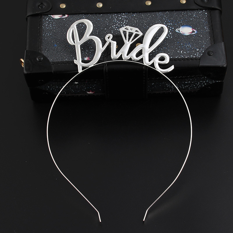Gümüş Renk Bride Yazılı Metal Gelin Tacı Bride Taç (CLZ)