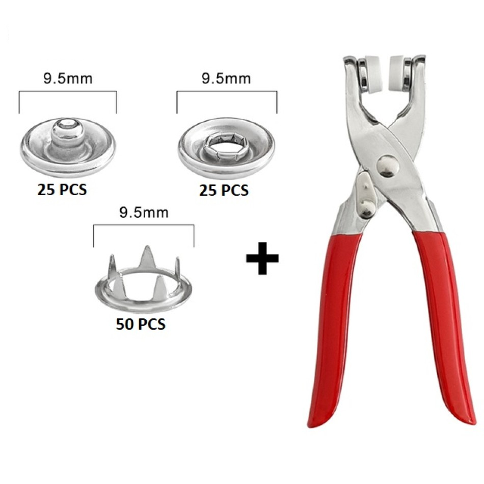 Metal Çıtçıtlı Düğme Pensesi ve Düğmesi (25 Set) Metal Çıtçıtlı Düğme Pensesi ve Düğmesi (25 Set)