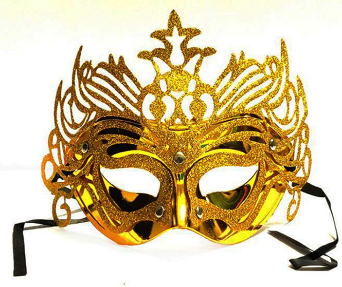 Metalik Altın Gold Renk Masquerade Kelebek Simli Parti Maskesi 23x14 cm (CLZ)