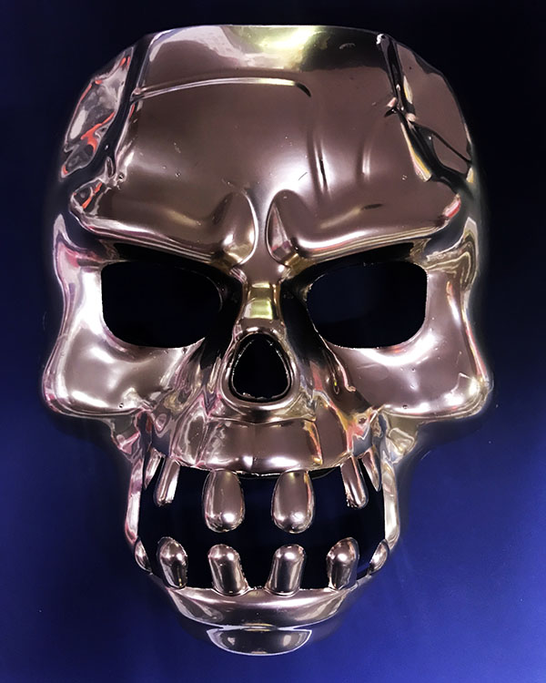 Metalize Altın Gold Varaklı Boyama Kuru Kafa Dişli Kafatası Maskesi (CLZ)