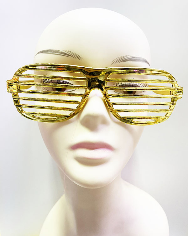 Metalize Panjur Şekilli Parlak Parti Gözlüğü Altın Renk 15x6 cm (CLZ)