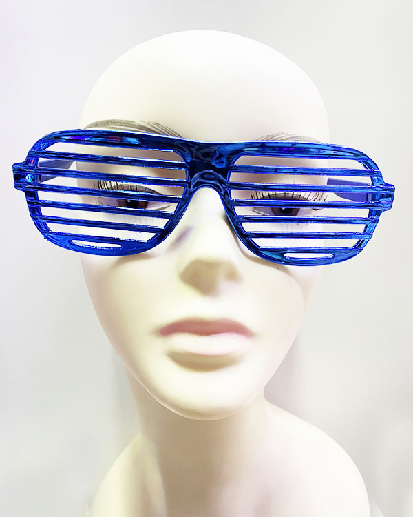 Metalize Panjur Şekilli Parlak Parti Gözlüğü Mavi Renk 15x6 (CLZ)