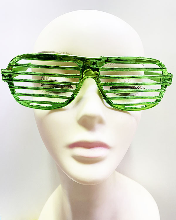 Metalize Panjur Şekilli Parlak Parti Gözlüğü Yeşil Renk 15x6 cm (CLZ)
