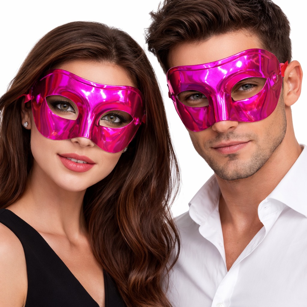 Metalize Parlak Parti Maskesi Pembe Renk 16x7 cm Metalize Parlak Parti Maskesi Pembe Renk 16x7 cm