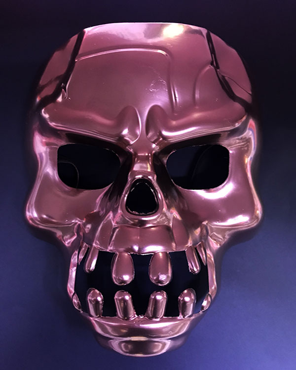 Metalize Rose Gold Varaklı Boyama Kuru Kafa Dişli Kafatası Maskesi (CLZ)