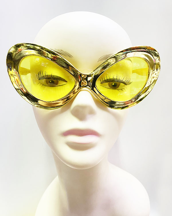 Metalize Yeşilçam 80 li 90 lı Yıllar Parti Gözlüğü Altın Renk 15x7 cm (CLZ)