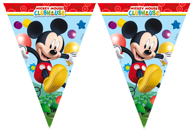 Mickey Mouse Temalı Üçgen Bayrak Flama Süsleme 3.2 Metre (CLZ)