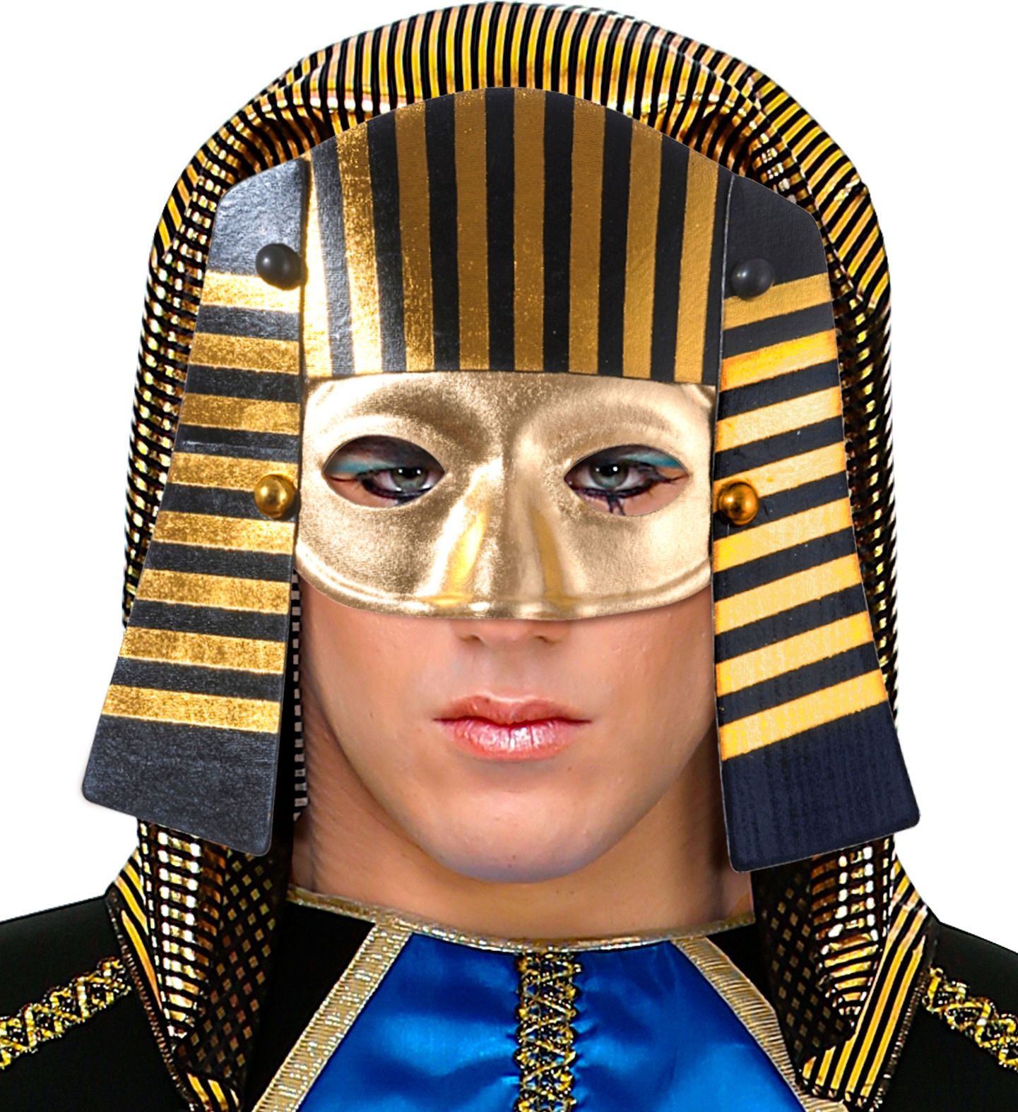 Mısırlı Maskesi Lastik Aparatlı Firavun Maskesi 21x23 cm (CLZ)