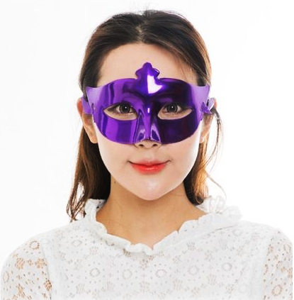Mor Renk Kostüm Partisi Ekstra Parlak Balo Maskesi 15x10 cm (CLZ)