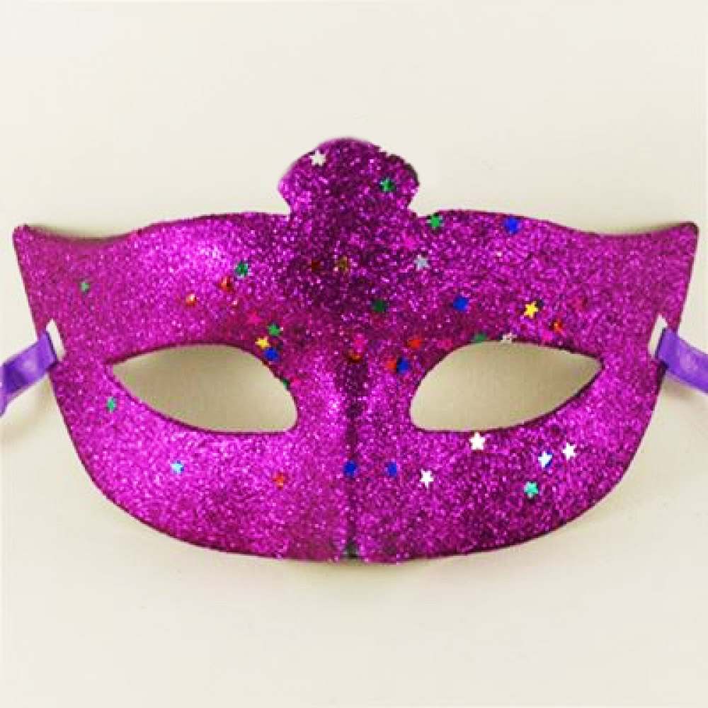 Mor Renk Simli Yıldızlı Kostüm Partisi Maskesi 17x10 (CLZ)