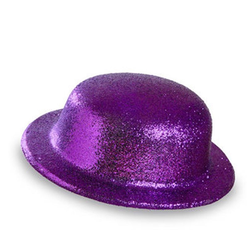 Mor Renk Yuvarlak Simli Plastik Parti Şapkası (CLZ)
