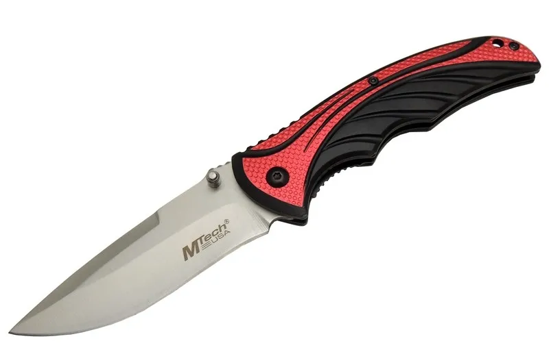 Mtech Handsome 455 Kırmızı Kamp Çakı 21cm - Yarı Otomatik, Kemerlikli